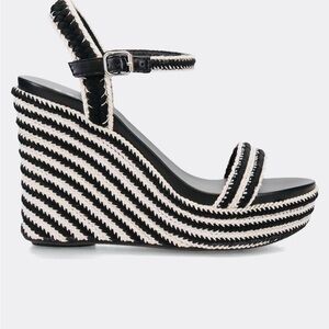 Black and White Wedge Sandals